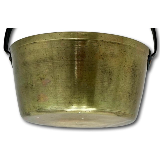 Antique 12 Inch Heavy Brass & Hand Wrought Iron Fireplace Hearth Hanging Cooking Pot Mid 19th Century For Sale - Image 15 of 18