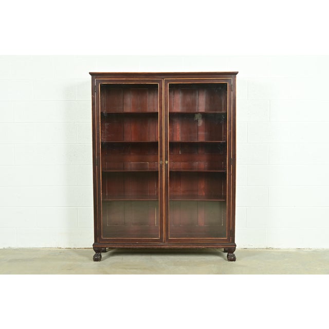 R. J. Horner Style American Empire Carved Mahogany Bookcase With Ball and Claw Feet, Circa 1890s For Sale - Image 13 of 13