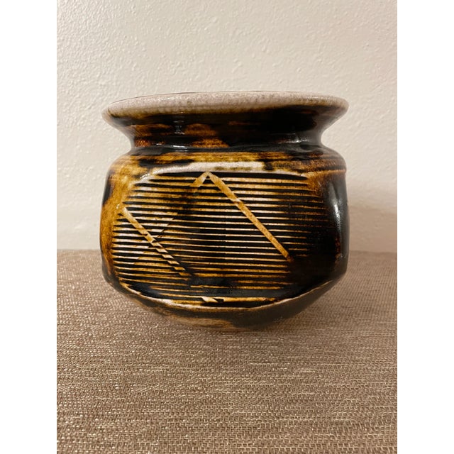 Vintage Mid 20th Century Large Glazed Pottery Pot, Signed Campbell For Sale In Los Angeles - Image 6 of 6