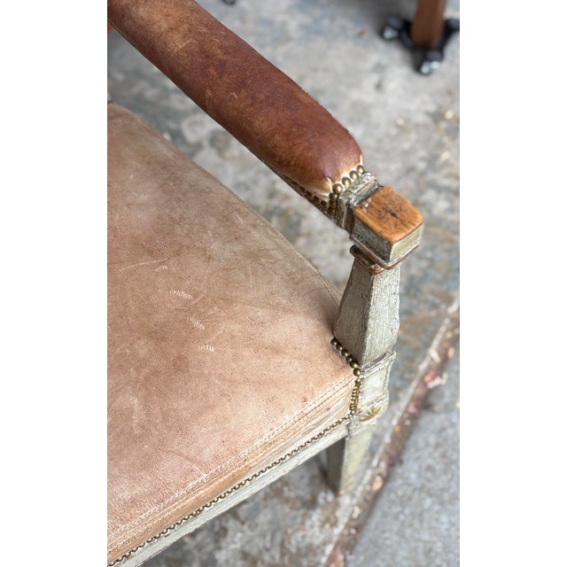 Green Antique French Louis XVI Fauteuil Arm Chair For Sale - Image 8 of 9
