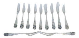 Silver Dessert Forks with Floral Reliefs, Set of 6