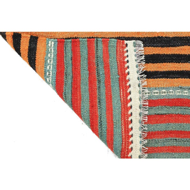 Mid 20th Century Mid 20th Century Vintage Striped Turkish Kilim Rug For Sale - Image 5 of 7