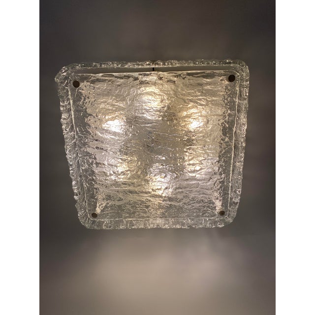 Square Ice Glass Ceiling Lamp from Kaiser Leuchten, 1970s For Sale - Image 5 of 18