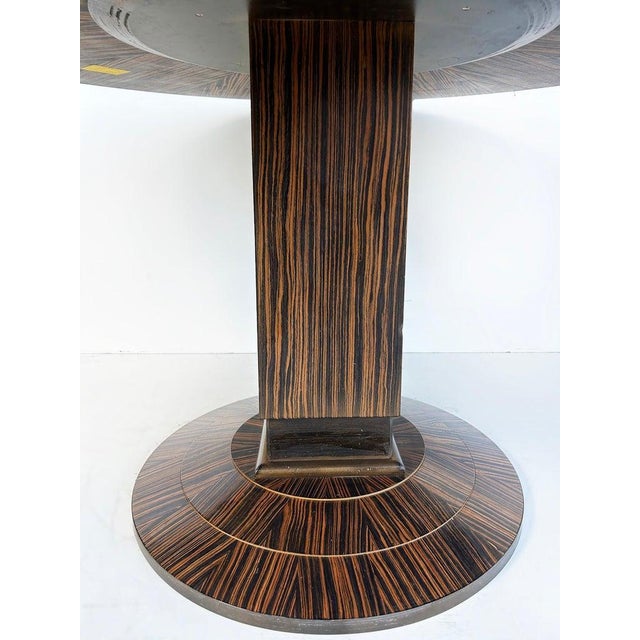 Late 20th Century Pregno SRL Macassar Ebony Round Pedestal Dining Table, Italy Art Deco Style For Sale In Miami - Image 6 of 6
