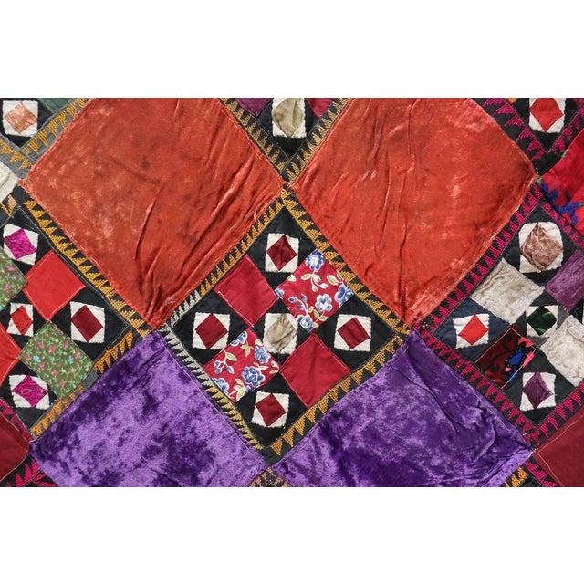 Vintage Embroidered Uzbek Wall Hung Patchwork Tapestry, 1920s For Sale - Image 10 of 14
