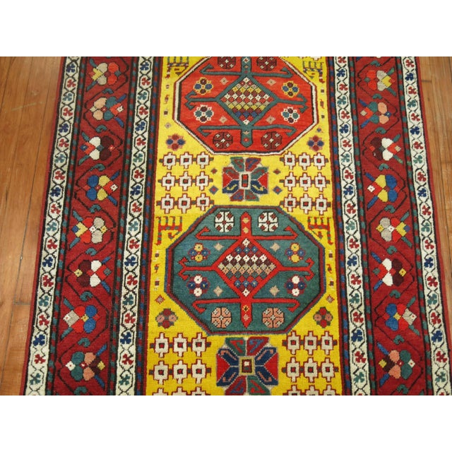 Sunny Yellow Handwoven Early 20th Century Antique Karabagh Caucasian Runner For Sale - Image 18 of 18