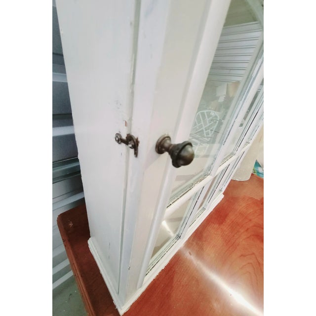 White Vintage Large 9 Glass Panel Wood Wall Storage Medicine Bathroom Cabinet For Sale - Image 8 of 9