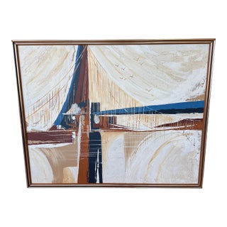 Large Mid Century Modern Abstract Oil on Canvas Signed Gillingham For Sale