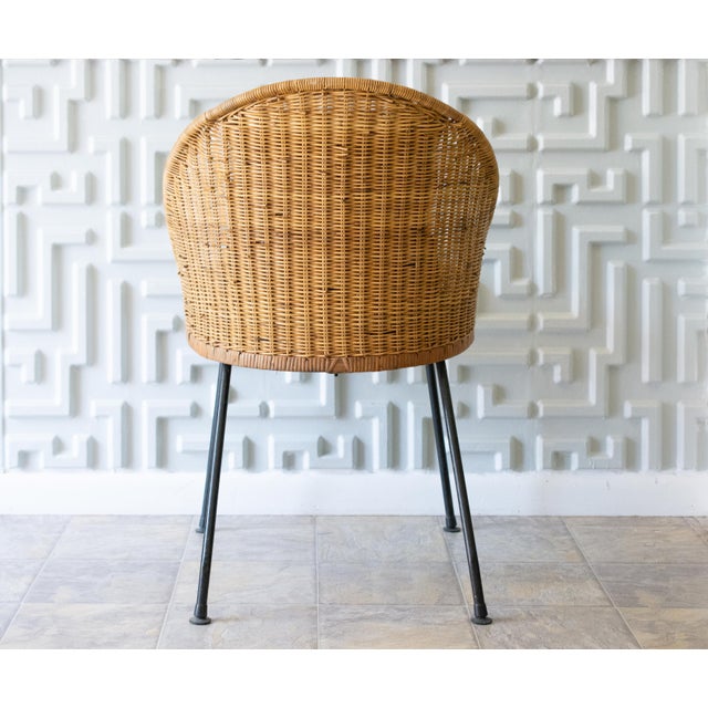 1970s Vintage Wicker Barrel Desk Chair Chairish