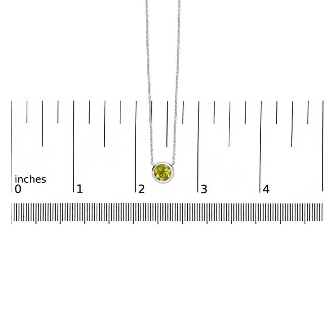 Early 21st Century .925 Sterling Silver 7MM Bezel Set Created Green Peridot Pendant Necklace - 18" Inches For Sale - Image 5 of 5