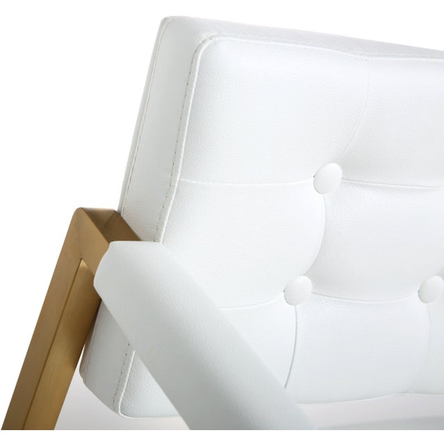 Metal Director White Vegan Leather & Gold Steel Counter Stool For Sale - Image 7 of 10