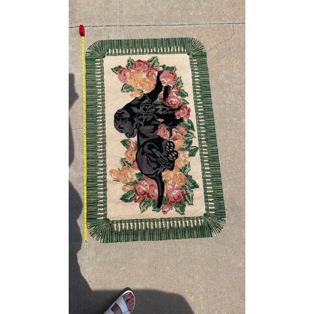 Hand-Hooked Wool Accent Rug With a Black Labrador Retriever and Puppy For Sale - Image 4 of 8
