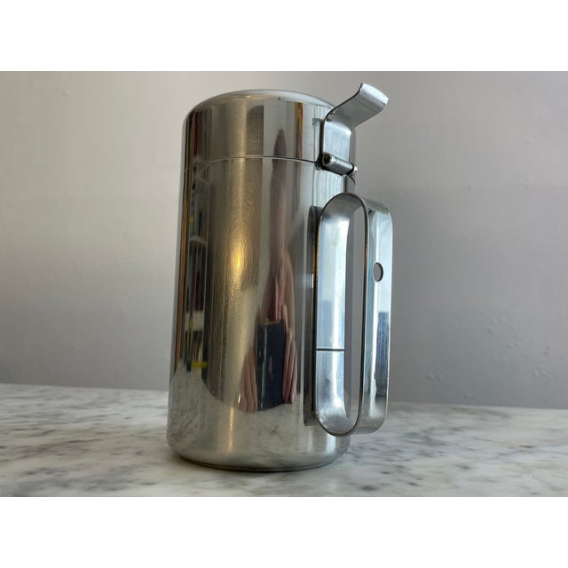 Silver Vintage Guzzini G-Plus Stainless Steel Thermal Milk Jug / Small Carafe For Sale - Image 8 of 9