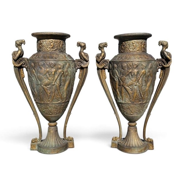 1970s Monumental French Neoclassical Figural Vases- A Pair For Sale - Image 13 of 18