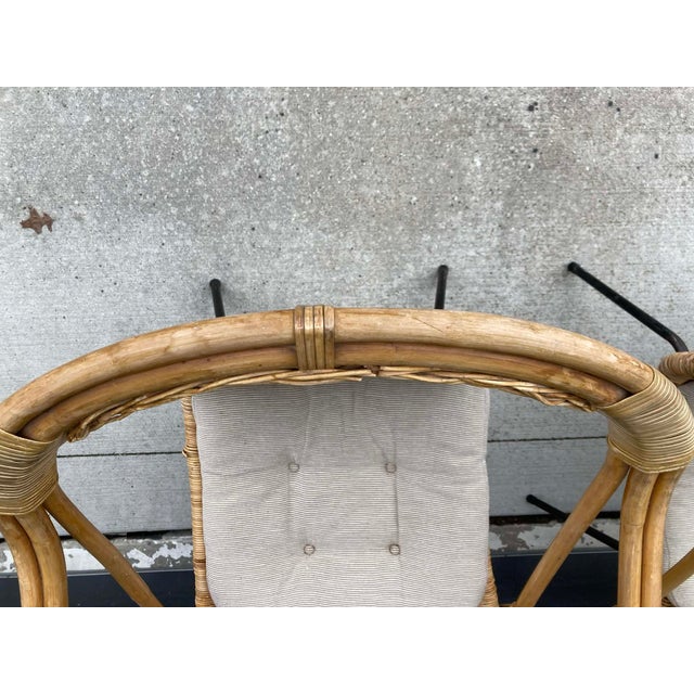 Mid-Century Modern Rattan & Wrought Iron Basket Hoop Chairs (Pair) For Sale - Image 15 of 15