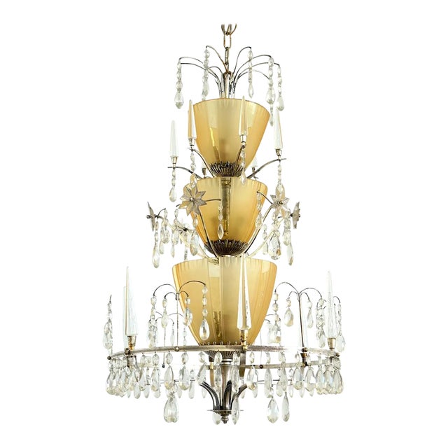 Large Chandelier Ellis Bergh Attributed, 2 Available For Sale
