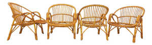 Vintage Rattan Armchairs, 1960s, Set of 4