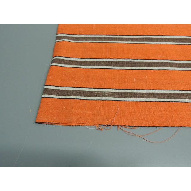Antique Orange and Brown French Linen Stripe Fabric Size:15.5”W x 36”L