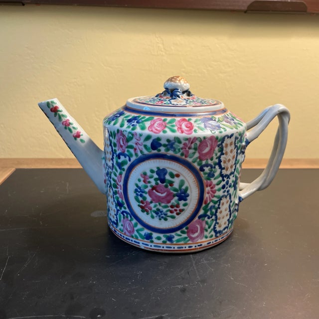 Vintage Famille Rose Chinese Teapot For Sale - Image 9 of 9