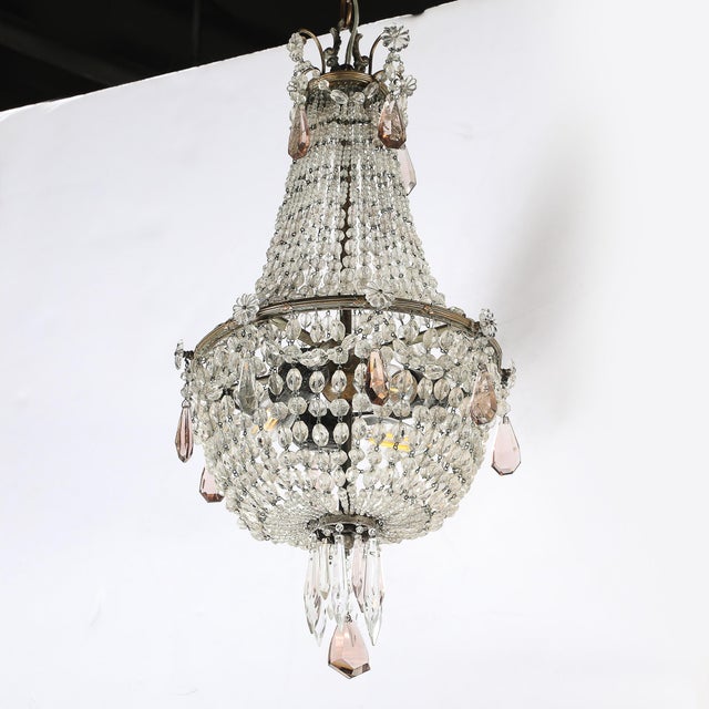 Hollywood Regency Crystal Beaded Chandelier W/ Gilt Bronze Fittings by Baccarat For Sale - Image 13 of 18
