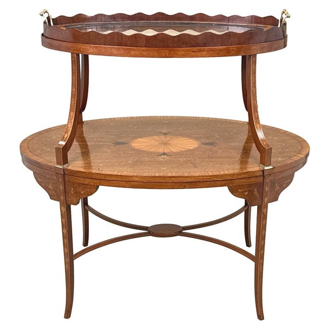 Fine 19th Century Mahogany & Satinwood Two Tier Table, 1890 For Sale - Image 13 of 13