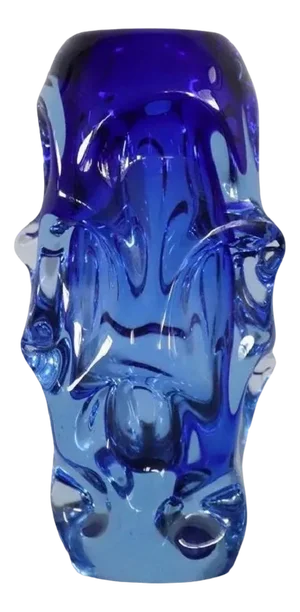 Art Glass Blue Vase in Blown Glass attributed to Börne Augustsson, 1940s