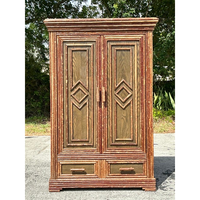 Vintage Boho La Lune Primitive Armoire For Sale - Image 4 of 12