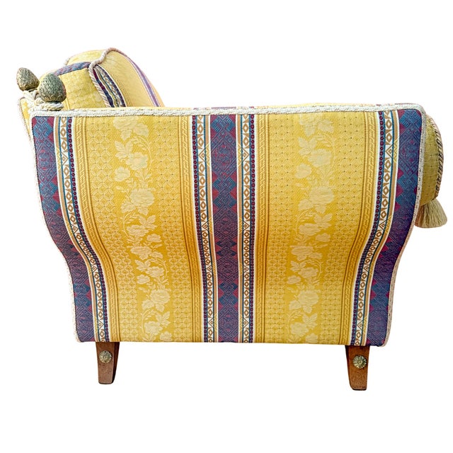 Late 20th Century Neoclassical Revival Italian Maximalist Grand Scale Armchair With Bolsters and Tassels For Sale - Image 10 of 14