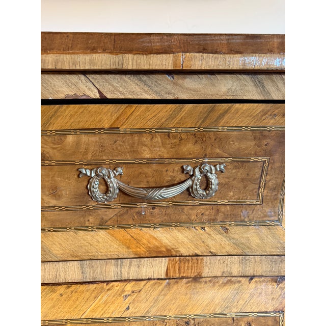 Late 19th Century Antique Italian Baroque Style Inlaid Burl Walnut Bombé Commode For Sale - Image 5 of 8