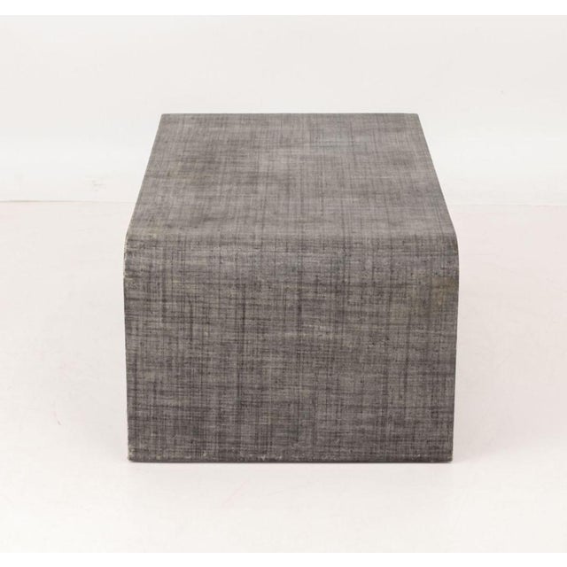 Gray Karl Springer Style Gray Grasscloth Coffee Table For Sale - Image 8 of 9