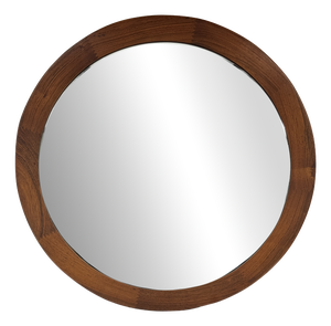 Round Mirror in Teak Wood by Glass and Wood Hovmantorp, Sweden, 1960s