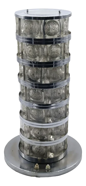 Cylindrical Acrylic Glass and Chrome Table Lamp, Italy, 1970s