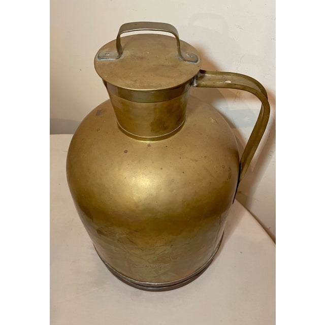 Metal Large Heavy 19th Century Brass Copper Civil War Navy Water Milk Jug Metalware For Sale - Image 7 of 15