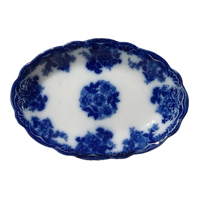 19th C. English Flow Blue Platter For Sale