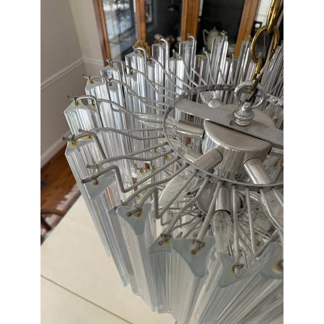 Vintage Murano Glass Clear Chandelier in the Style of Venini Triedri For Sale - Image 9 of 18