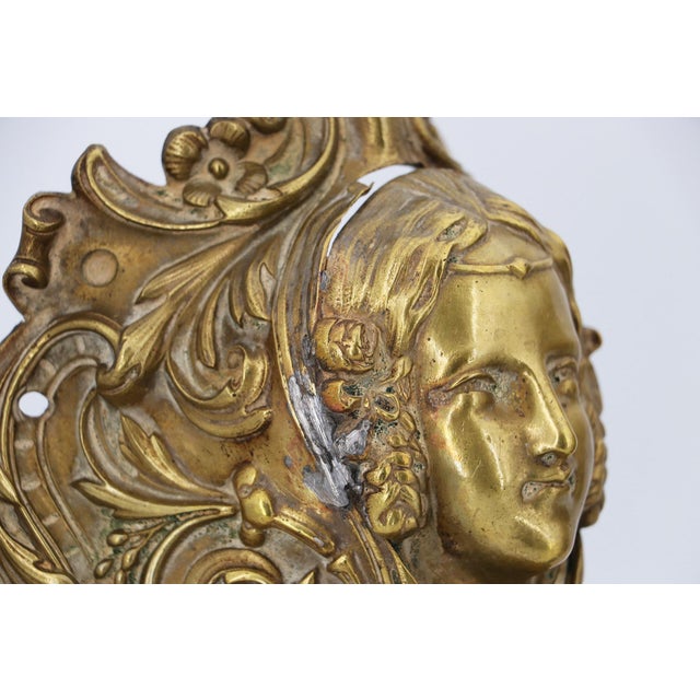 19th Century Antique French Bronze Female Head Billiard Pockets - Three Pieces For Sale - Image 12 of 18