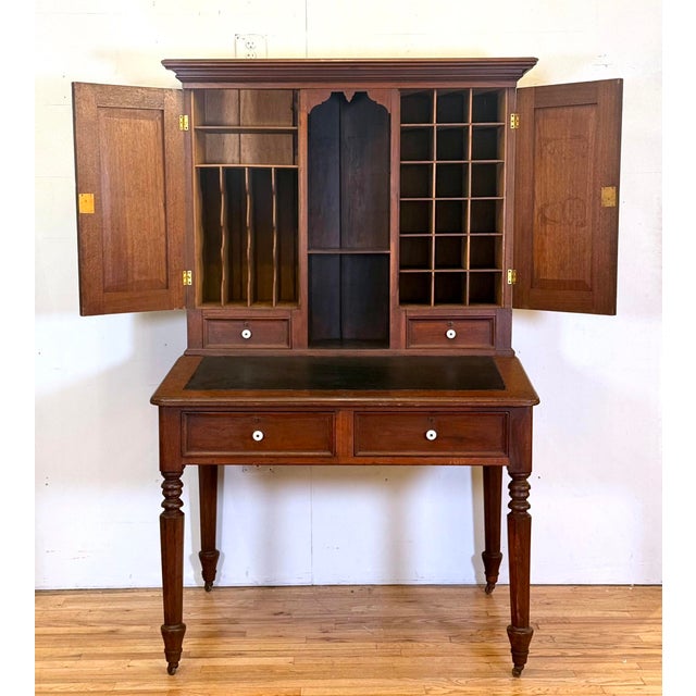 Traditional 1860s Federal Walnut Postmaster's Desk For Sale - Image 3 of 16