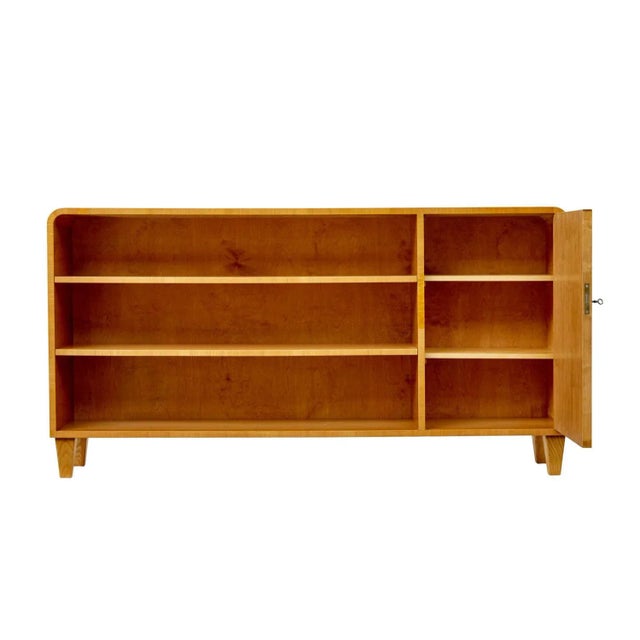Wood Scandinavian Elm and Burr Low Open Bookcase, 1950s For Sale - Image 7 of 9