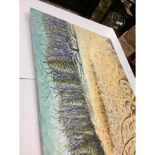 Large 1990’s Original Expressionist Landscape Oil Painting For Sale - Image 12 of 13