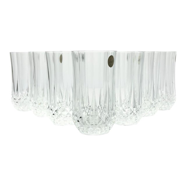 Cristal D’Arques Longchamp Set of 7 Crystal Highball Tumbler Glasses For Sale
