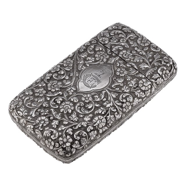 Antique 19th Century Indian Kutch Silver Cigar Case, 1880s For Sale