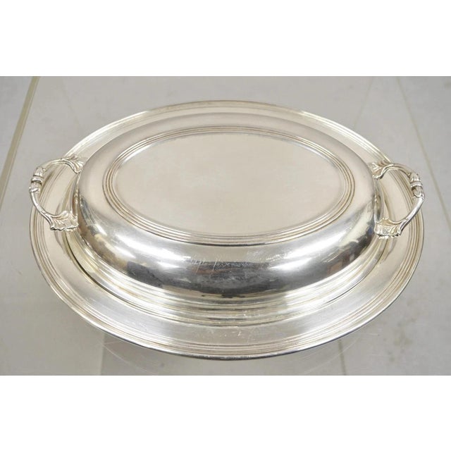 Victorian Vintage Sheffield Silver Co Usa Silver Plated Lidded Vegetable Serving Dish For Sale - Image 3 of 9