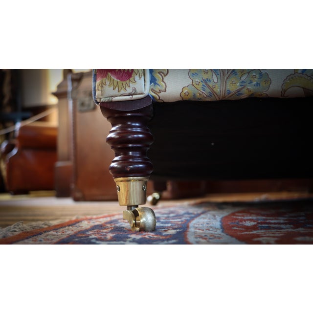 Up for grabs here is a super pair of george smith laid back scroll arm signature chairs in titley & marr fabric ( colour...