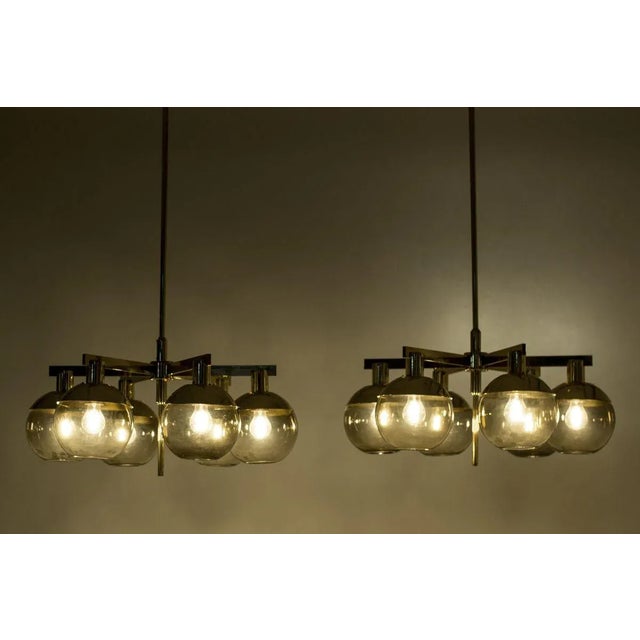 Brass and Glass Chandeliers by Hans-Agne Jakobsson for Hans-Agne Jakobsson AB Markaryd, 1960s, Set of 2 For Sale - Image 4 of 10