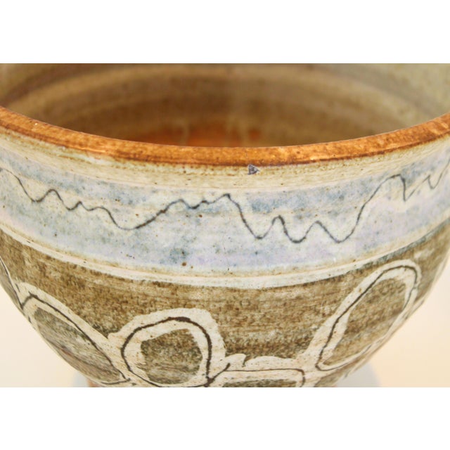 Ceramic Swirl Motif Mid-Century Art Pottery Planter/Mended For Sale - Image 7 of 8