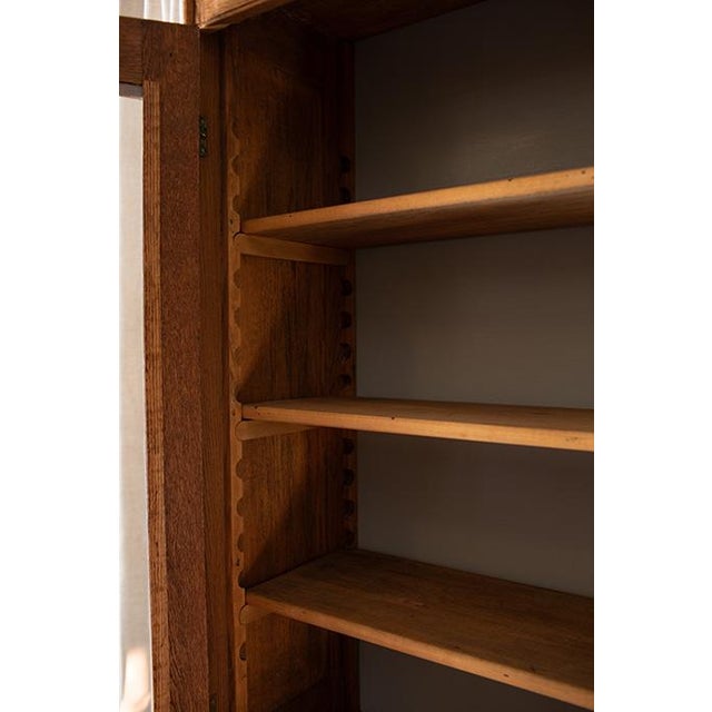 Mid 20th Century Oak Stepback Cupboard & Glass Display Hutch For Sale - Image 12 of 18