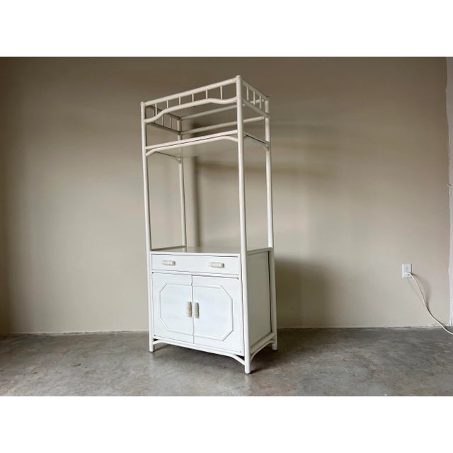 Vintage Bent Rattan White Painted Bookcase For Sale - Image 13 of 13