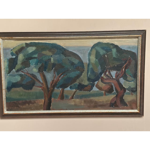 Britta Krüger, Large Landscape with Trees, 1960s, Oil on Canvas, Framed For Sale - Image 10 of 18