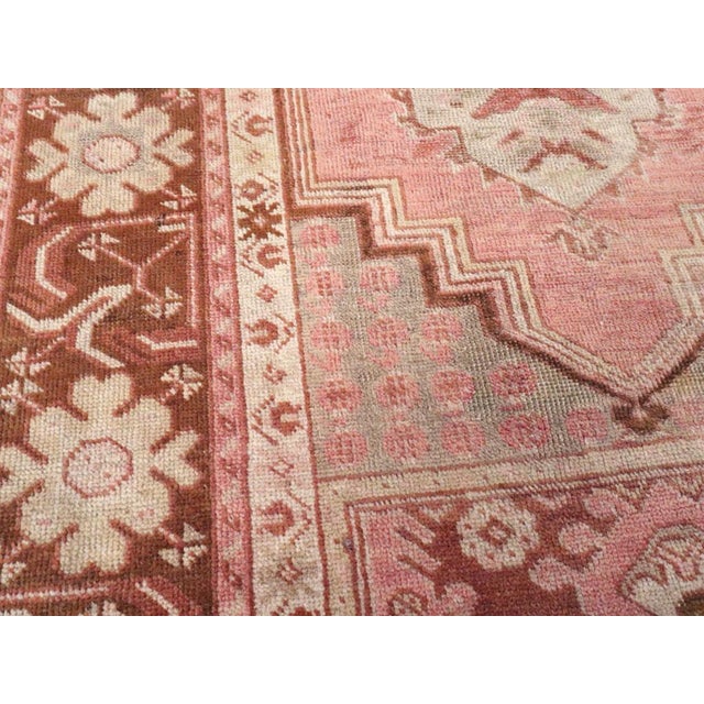 Mid 20th Century Galerie Shabab Collection Mid-20th Century Turkish Oushak Throw Rug For Sale - Image 5 of 8