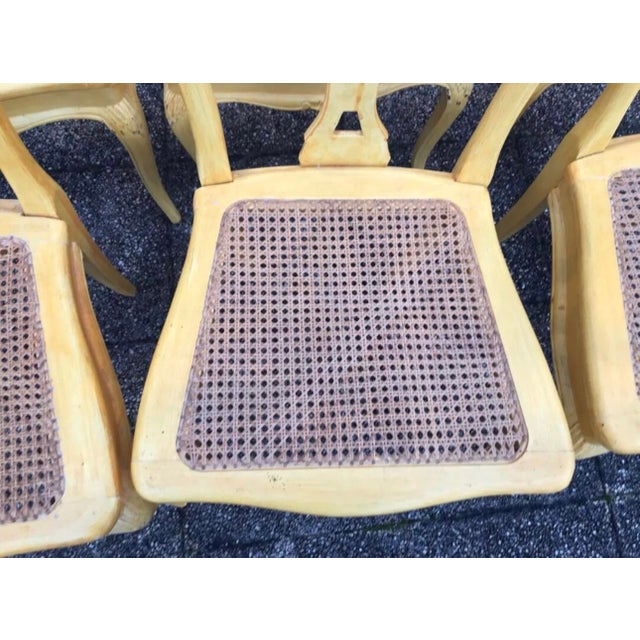1960s Provençal Louis XV Style Cane Chairs in Pale Yellow Wood, 1960s, Set of 6 For Sale - Image 5 of 6